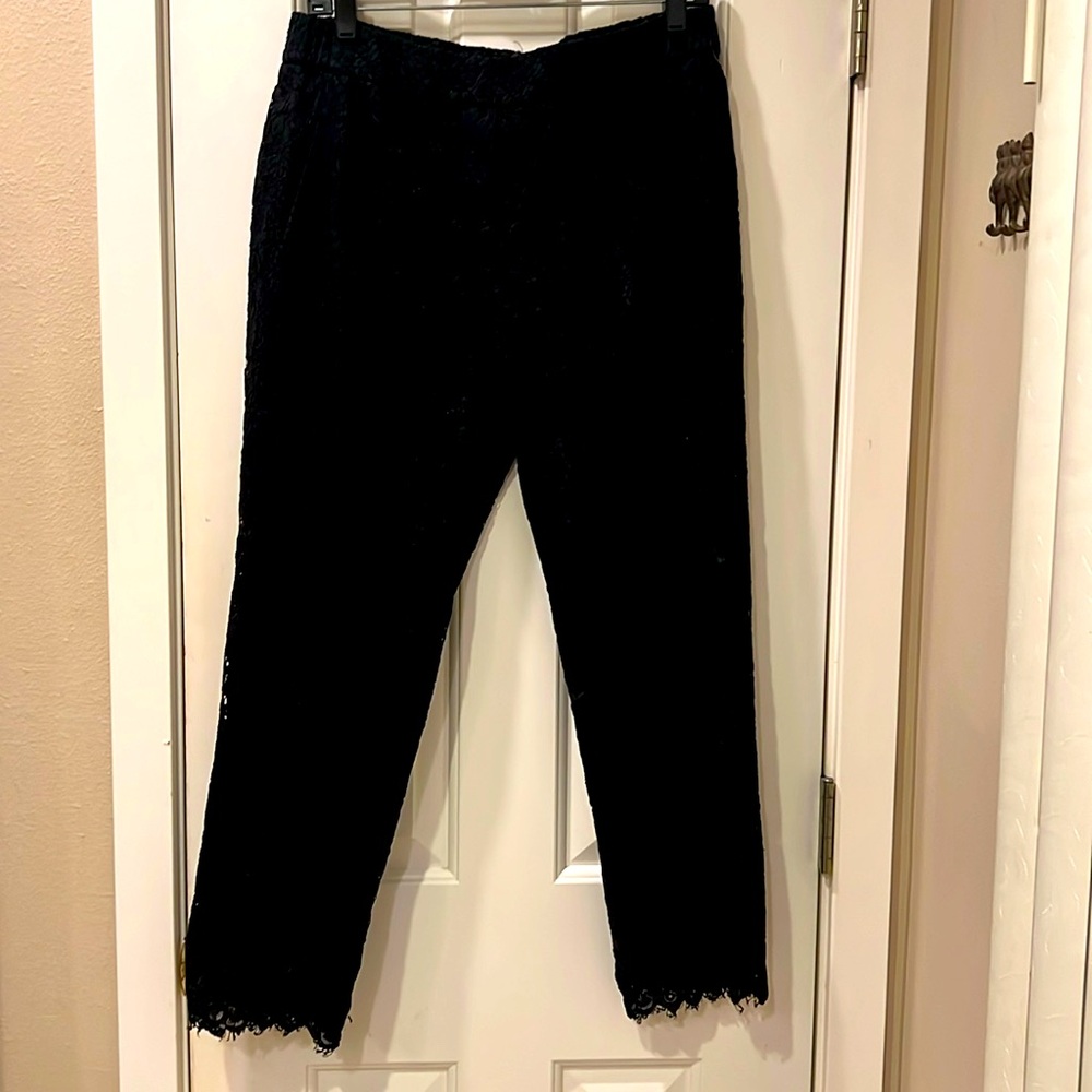 J.Crew | Women’s Black Lace Pant, with pockets, elastic waist, size 8